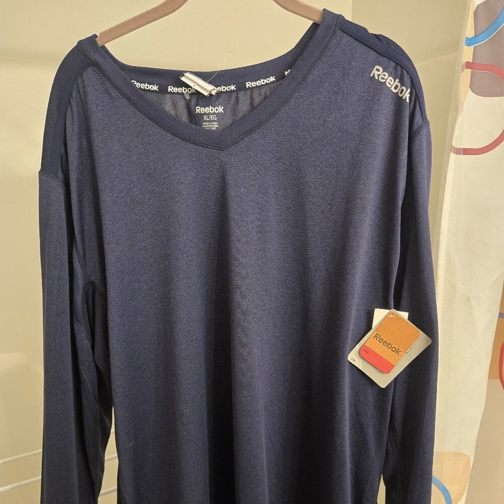 Reebok men's dri fit performance running shirt zipper pocket NWT XL Slim Tall